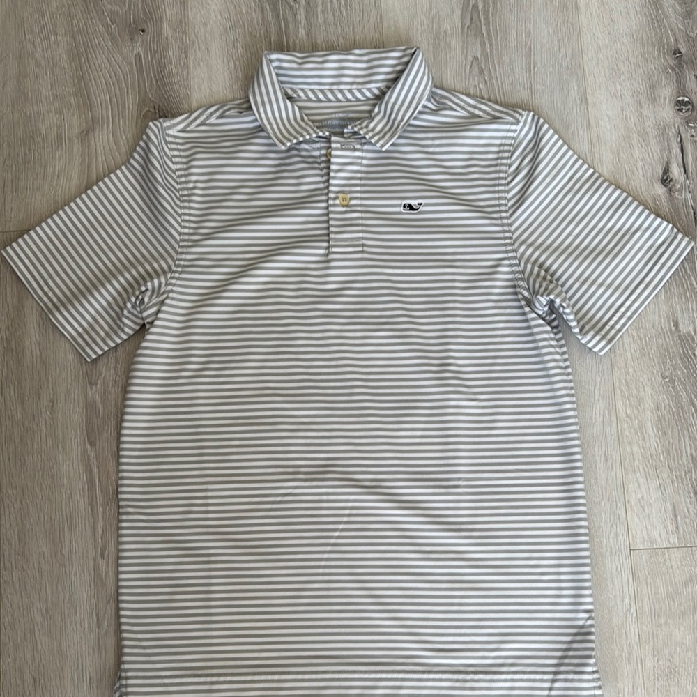 Boys Vineyard Vines Gray Polo Shirt Classic Stripes - size medium